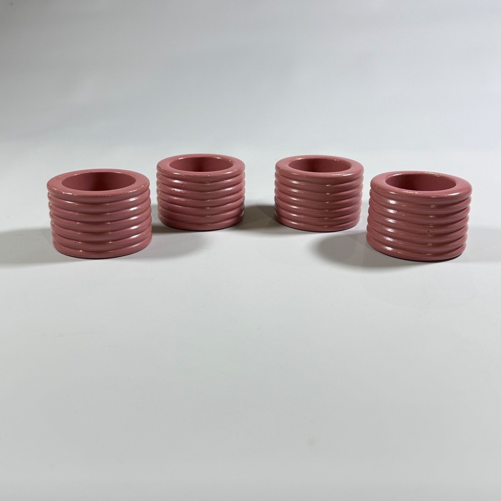 VTG‎ Napkin Rings 4 Pink Mauve Beehive Ribbed Park B Smith Cottagecore Grandmam